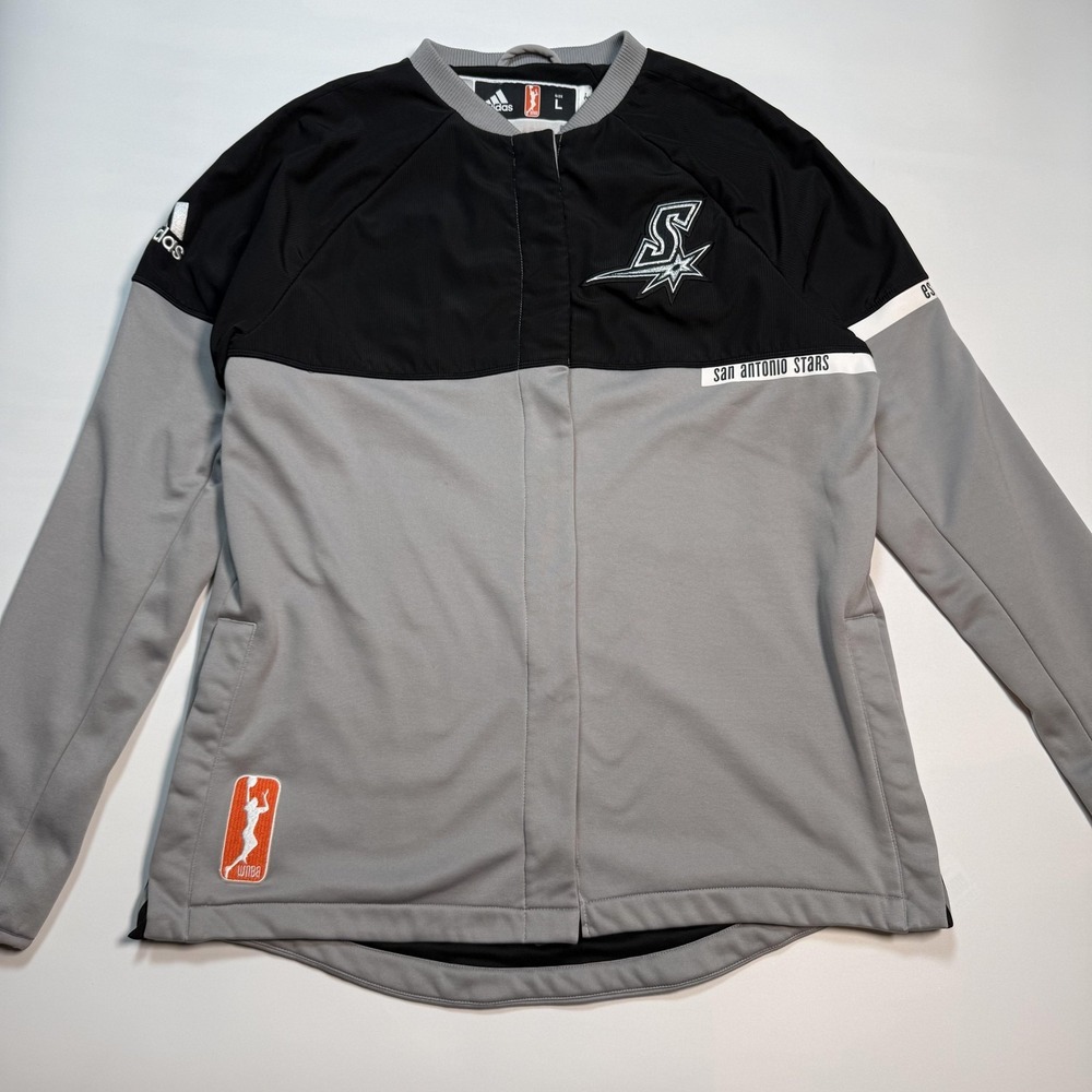 San Antonio Silver Stars Jacket Womens Large Gray WNBA Basketball Adidas Warm Up